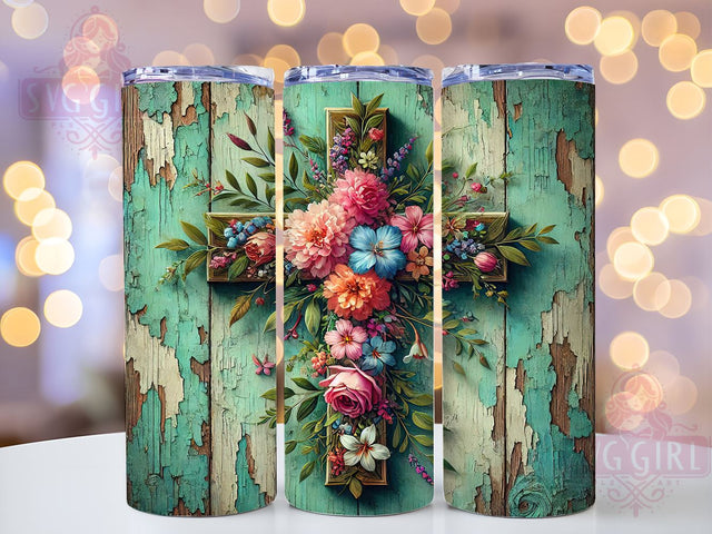 Watercolor Cross 20oz Tumbler Wrap, Watercolor Cross, Christian Tumbler, 20oz Tumbler, Sublimation Wrap, Faith-Based Gift, Custom Tumbler, Religious Decor Sublimation SvggirlplusArt 
