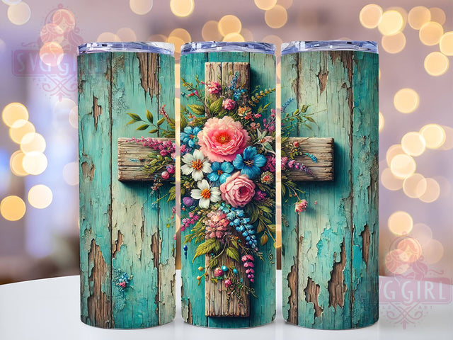 Watercolor Cross 20oz Tumbler Wrap, Watercolor Cross, Christian Tumbler, 20oz Tumbler, Sublimation Wrap, Faith-Based Gift, Custom Tumbler, Religious Decor Sublimation SvggirlplusArt 