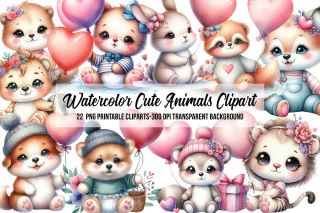 Watercolor Cute Animals Clipart Sublimation Rupkotha 