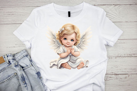 Watercolor Cute Baby Angel Sublimation Clipart Bundle Sublimation Designangry 