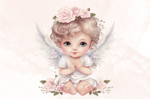 Watercolor Cute Baby Angel Sublimation Clipart Bundle Sublimation Designangry 