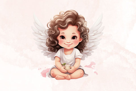 Watercolor Cute Baby Angels Sublimation Bundle SVG Designangry 