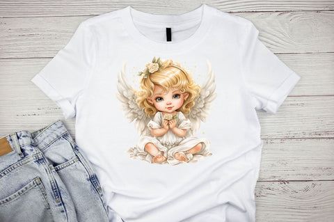 Watercolor Cute Baby Angels Sublimation Bundle SVG Designangry 