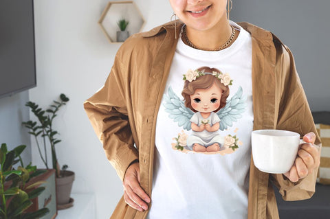 Watercolor Cute Baby Angels Sublimation Bundle SVG Designangry 