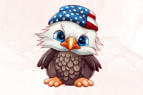 Watercolor Cute Baby Bald Eagle 4th of July Clipart Bundle Sublimation Designangry 