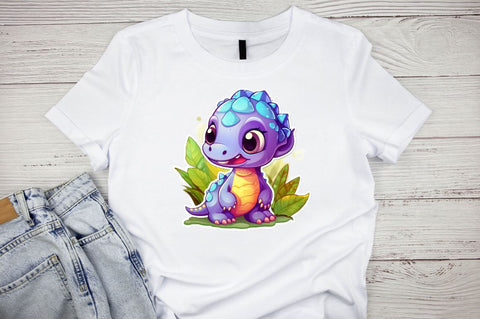 Watercolor Cute Baby Dinosaurs Stickers Bundle Sublimation Designangry 