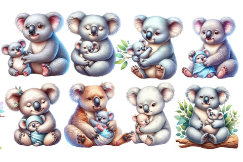Watercolor Cute Baby Koala Clipart Sublimation Rupkotha 