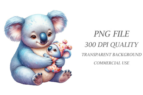 Watercolor Cute Baby Koala Clipart Sublimation Rupkotha 