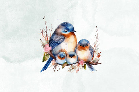 Watercolor Cute Birds Wall Art Clipart Bundle Sublimation Designangry 