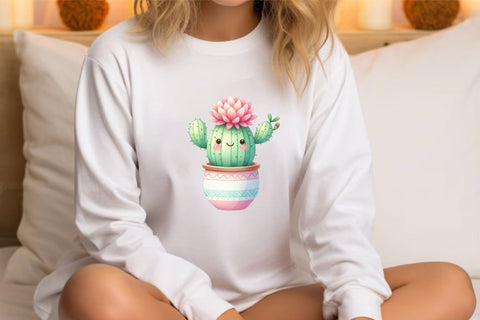 Watercolor Cute Cactus Clipart Sublimation Rupkotha 