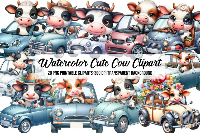 Watercolor Cute Cow Clipart Sublimation Rupkotha 
