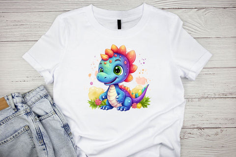 Watercolor Cute Dinosaurs Rainbow Sublimation Bundle Sublimation Designangry 