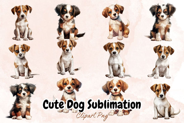 Watercolor Cute Dog Sublimation Clipart Bundle Sublimation Designangry 