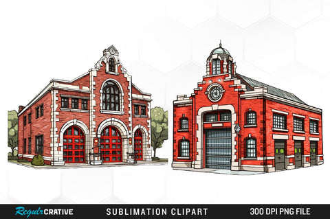 Watercolor Cute Firefighter Clipart Bundle Sublimation Regulrcrative 