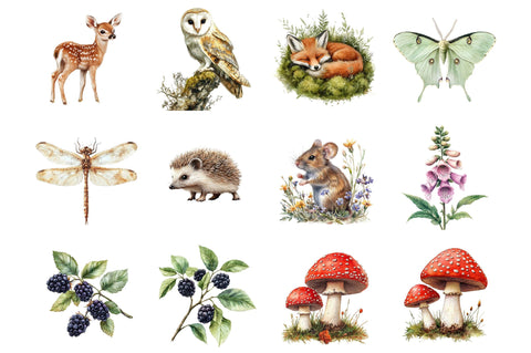 Watercolor Cute forests Clipart Sublimation SVGista 