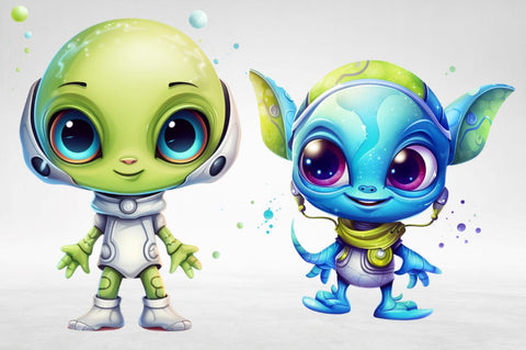Watercolor Cute Funny Alien Sublimation Clipart Bundle Sublimation Designangry 