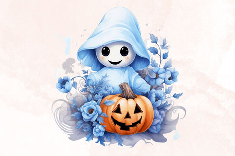 Watercolor Cute Ghost Halloween Sublimation Clipart Bundle Sublimation Designangry 