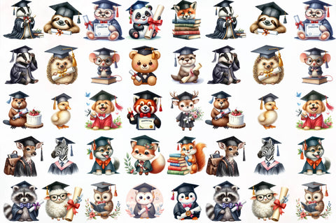 Watercolor Cute Graduation Clipart Png Sublimation SVGista 