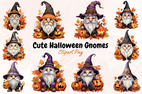 Watercolor Cute Halloween Gnomes Sublimation Bundle Sublimation Designangry 