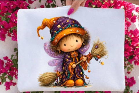 Watercolor Cute Halloween Witch Girl Clipart PNG Bundle Sublimation SVGArt 