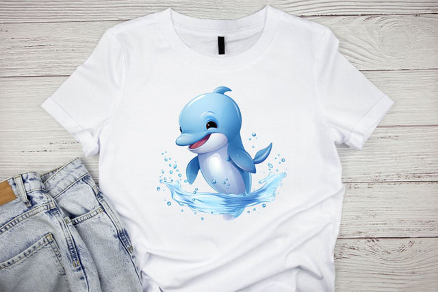 Watercolor Cute Happy Dolphin Sublimation Clipart Bundle Sublimation Designangry 
