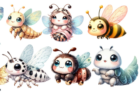 Watercolor Cute Insects Clipart Sublimation Rupkotha 