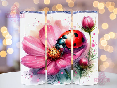 Watercolor Cute Ladybug 20oz Tumbler Wrap Sublimation Design, Straight Tapered Tumbler Wrap, Ladybug Tumbler Png, Instant Digital Download Sublimation SvggirlplusArt 