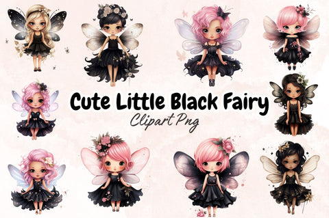 Watercolor Cute Little Black Fairy Sublimation Bundle Sublimation Designangry 