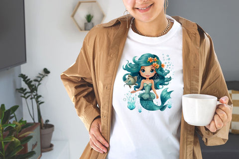 Watercolor Cute Mermaid Sublimation Clipart Bundle Sublimation Designangry 