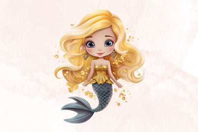 Watercolor Cute Mermaid Sublimation Clipart Bundle Sublimation Designangry 
