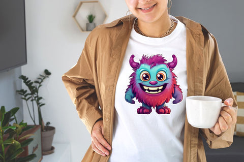 Watercolor Cute Monster Stickers Bundle Sublimation Designangry 
