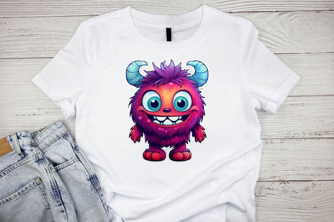 Watercolor Cute Monster Stickers Bundle Sublimation Designangry 