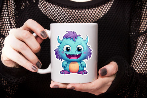Watercolor Cute Monster Stickers Bundle Sublimation Designangry 