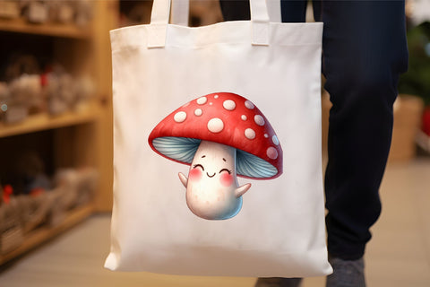 Watercolor Cute Mushroom Smiling Clipart Sublimation Rupkotha 