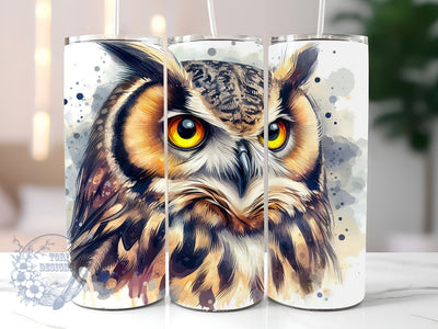 Watercolor Cute Owl 20 oz Skinny Tumbler Sublimation Design, Owl Tumbler Png, Straight & Tapered Tumbler Wrap, Instant Digital Download Sublimation ToriDesigns 