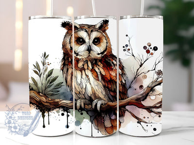 Watercolor Cute Owl 20 oz Skinny Tumbler Sublimation Design, Owl Tumbler Png, Straight & Tapered Tumbler Wrap, Instant Digital Download Sublimation ToriDesigns 