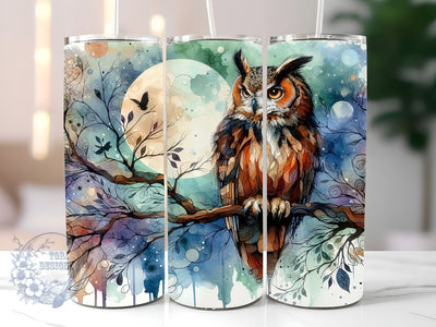 Watercolor Cute Owl 20 oz Skinny Tumbler Sublimation Design, Owl Tumbler Png, Straight & Tapered Tumbler Wrap, Instant Digital Download Sublimation ToriDesigns 