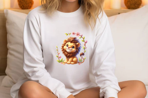 Watercolor Cute Spring Lion Clipart Sublimation Rupkotha 