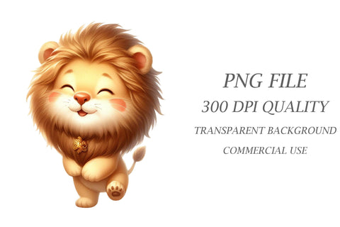 Watercolor Cute Spring Lion Clipart Sublimation Rupkotha 