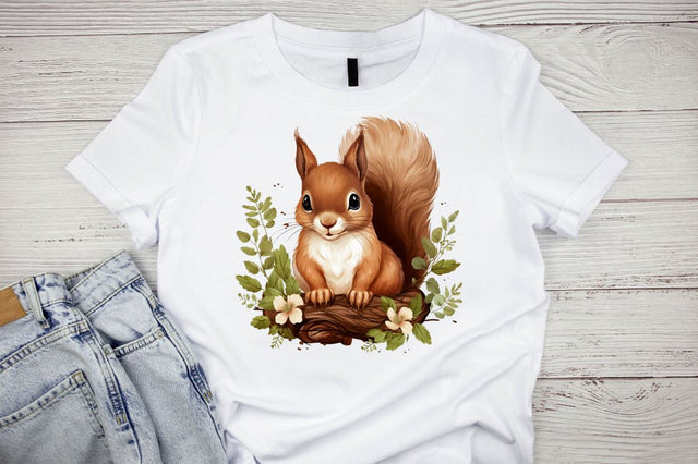 Watercolor Cute Squirrel Sublimation Clipart Bundle Sublimation Designangry 