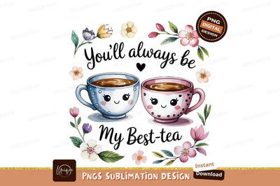 Watercolor Cute Teacups Best Tea Flowers Art Sublimation Designangry 