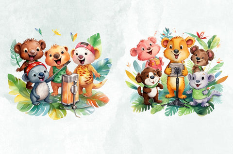 Watercolor Cute Tropical Animals Clipart Bundle Sublimation Designangry 