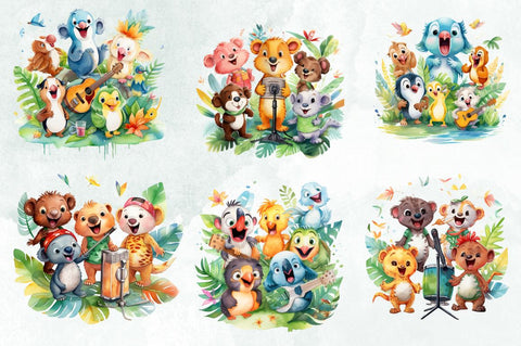 Watercolor Cute Tropical Animals Clipart Bundle Sublimation Designangry 
