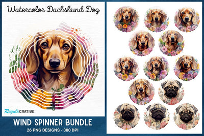 Watercolor Dachshund Dog Wind Spinner Sublimation Bundle Sublimation Regulrcrative 