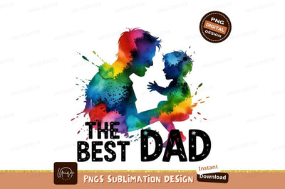 Watercolor Dad And Child Silhouette Sublimation Png Sublimation Designangry 