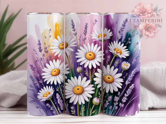Watercolor Daisy Wildflower Tumbler, Wildflowers Pastel, Floral Wrap, Sublimation Art, 20oz Tumbler, Romantic Theme, Cute Design Sublimation Li Zamperini 