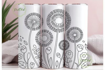 Watercolor Dandelion 20oz Tumbler Wrap Sublimation PixelChick 
