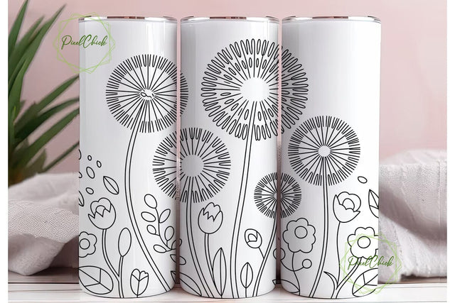 Watercolor Dandelion 20oz Tumbler Wrap Sublimation PixelChick 