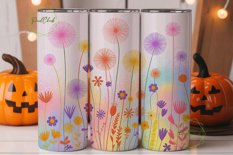 Watercolor Dandelion 20oz Tumbler Wrap Sublimation PixelChick 