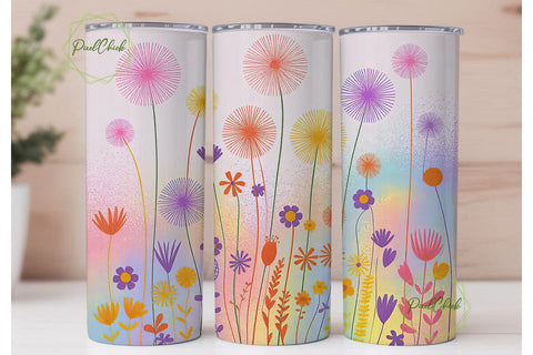 Watercolor Dandelion 20oz Tumbler Wrap Sublimation PixelChick 